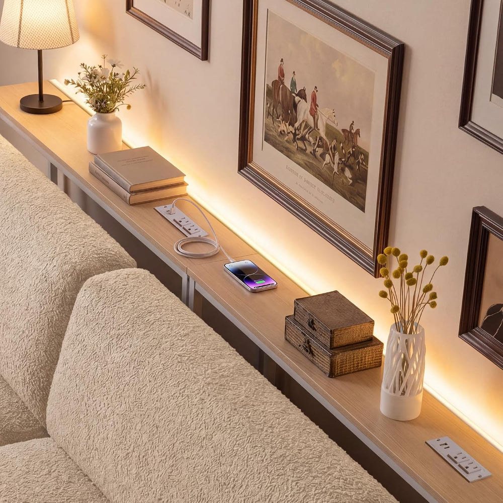 102.4" Sofa Table with 2 Charging Stations and USB-C Ports & LED | 2...