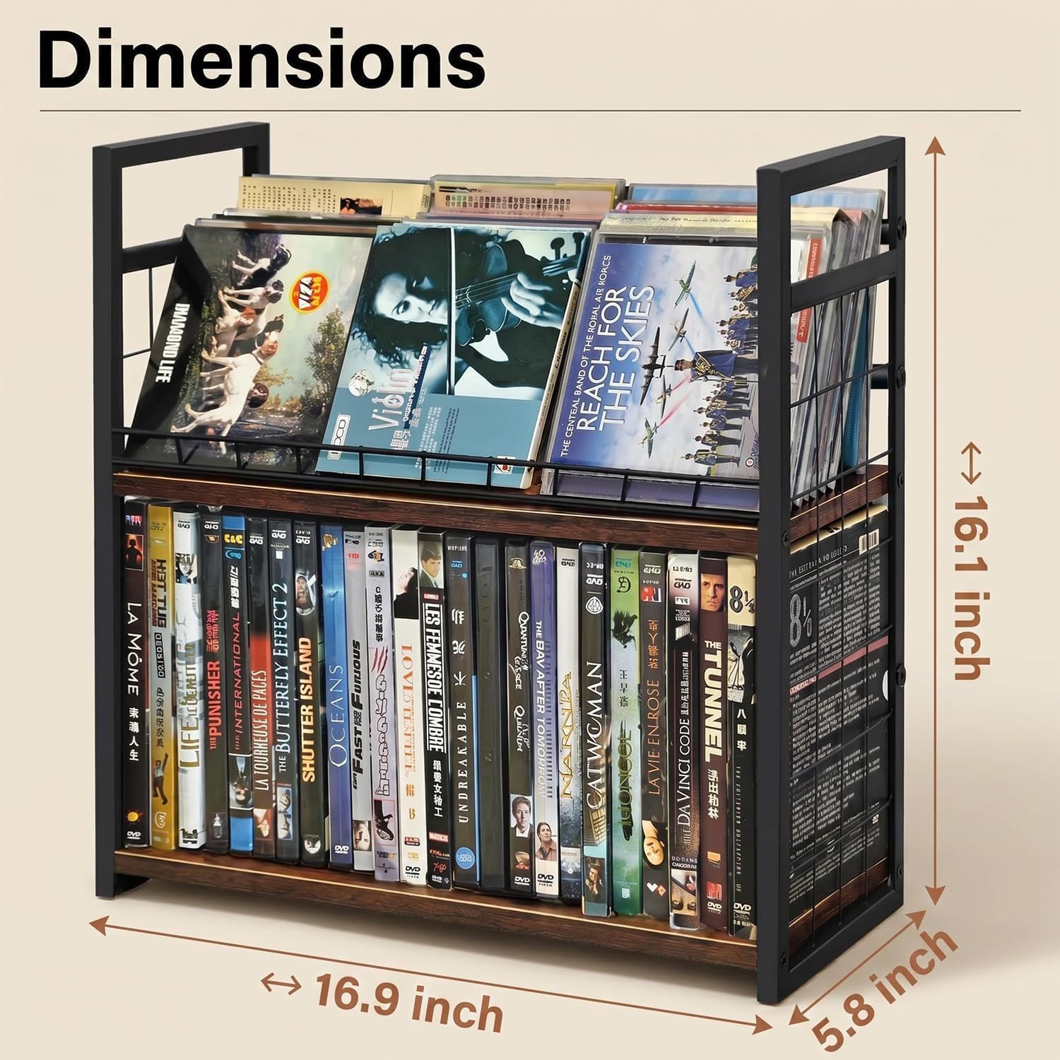 CD DVD Storage Rack - DVD Storage Case Holds 60 DVDs, Desktop or Closet DVD Stand, DVD Display for Blu-Ray | Video Game Cases | Papers | Cards