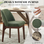 VKNOW Modern Dining Chairs Set of 4, Faux Leather Kitchen Chairs with Wood Legs, Upholstered Side Chair for Kitchen Dining Room, Green