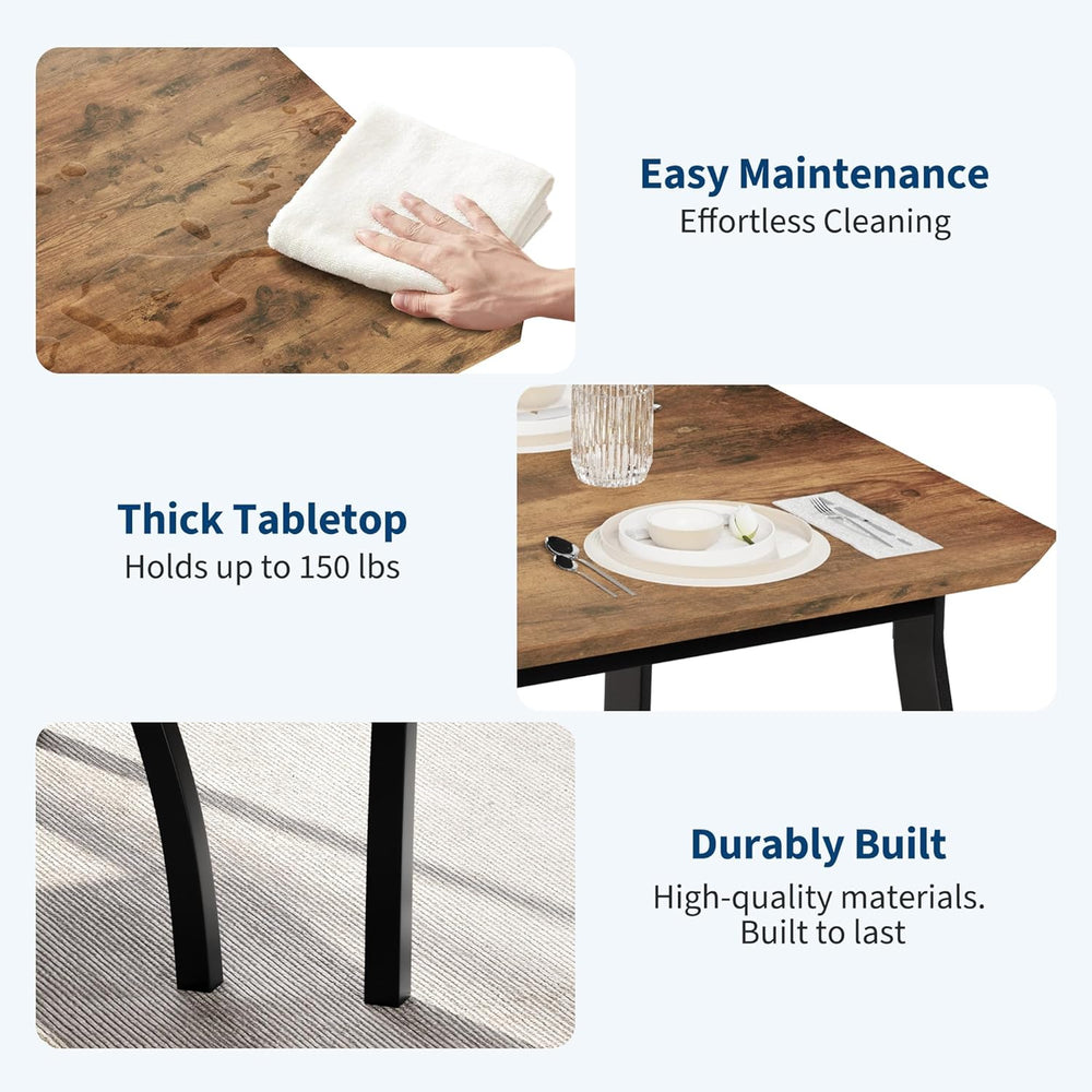 Dining Table for 4, 3-Piece Kitchen Table Set for 4 with Wooden Tabletop and ...