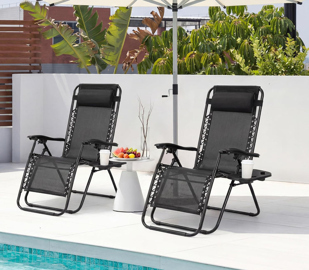 Alpen Zero Gravity Lounge Chair Set of 2, Patio Chair Folding Lounge Chairs f...