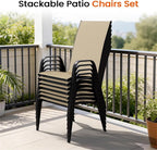 JEAREY Patio Dining Chairs Set of 4, Outdoor Stackable Dining Furniture Set, All Weather Dining Set for Lawn, Garden, Poolside, Beige