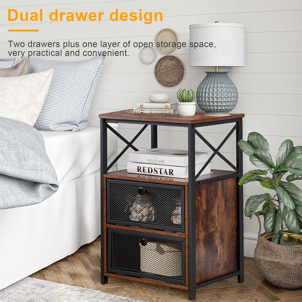 VECELO Nightstand Set of 2, End Table with Flip Drawer, Modern Night Stand fo...