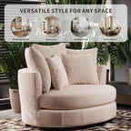 54.9''W Oversized Accent Barrel Chair, Upholstered Chenille Comfy Couch Sofa with 5 Pillows for Bedroom, Living Room, Apartment, Studio, Wheat.
