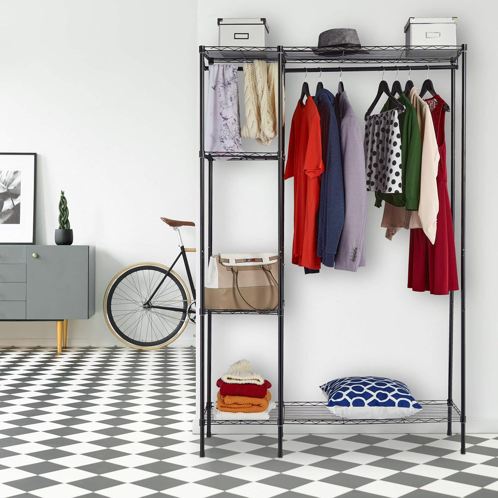 Relaxdays Open Clothes Rack, Black, 180 x 120 x 45 cm
