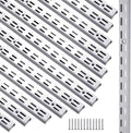 12 Pack 47 Inch Dual Track Upright Wall Shelving System Shelf Bracket Twin Slot Shelf Rail Twin Track Upright Heavy Duty Support System for Pantries, Linen Closets, Laundry Rooms (Silver)