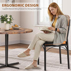 Dining Chairs Set of 4 - Upholstered Dining Room Chairs with PU Leather, Industrial Kitchen Chairs with Wooden Backrest and Thickened Metal Legs, for Dining Room, Living Room (Vintage)