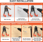 Garage Hooks with Anti-Slip Coating,Heavy Duty Wall Mount Storage Hooks for Hanging Bike,Hose,Ladder,Yard,Garden Tools (30 Pack Orange)
