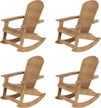 WO Home Furniture Patio Rocking Chair Set of 4 PCS Garden Outdoor HDPE UV Weather Resistant (Teak)