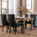 Modern Dining Chairs Set of 8, Tufted Upholstered Dining Chair with Solid Wood Legs, Black Velvet Accent Chair, Sillas de Comedor, Kitchen & Dining Room Chairs (Black, Velvet, 8Pcs)