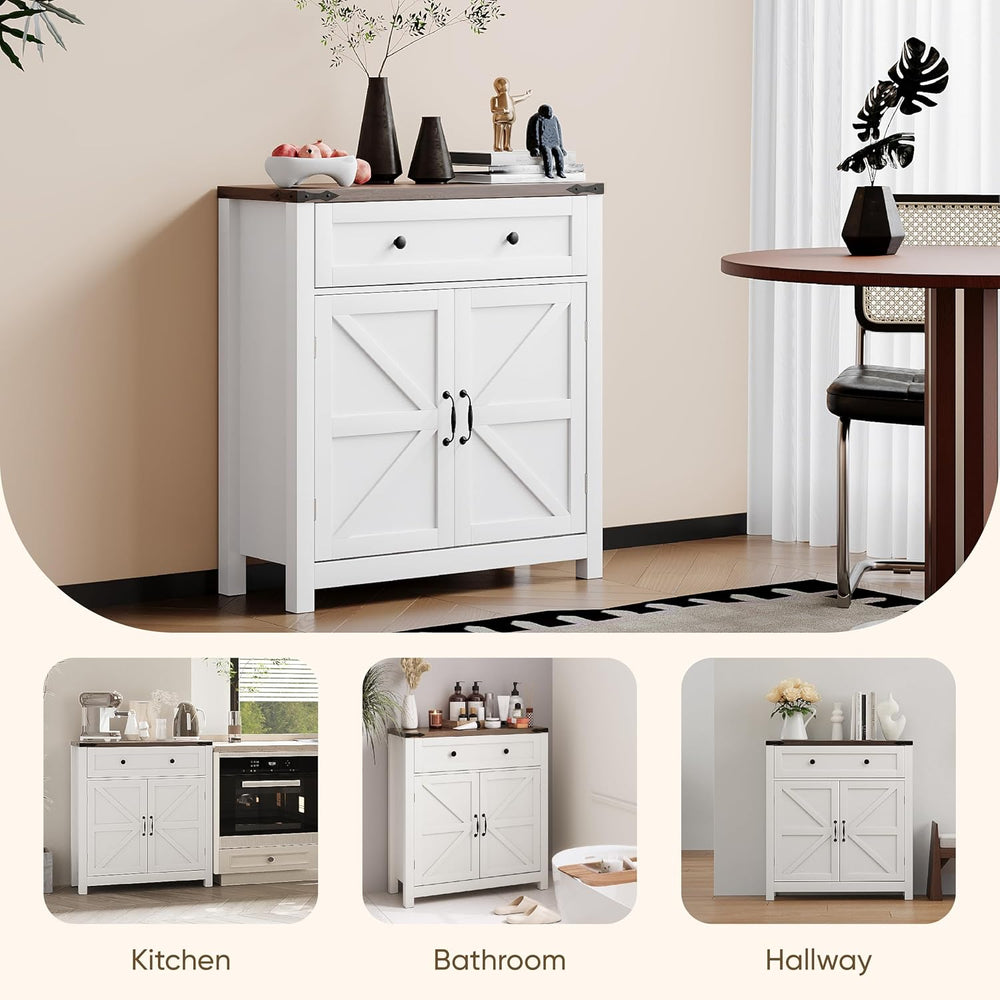 Farmhouse Sideboard Buffet Cabinet with Storage and Adjustable Shelf, Accent ...