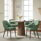 Wooden Dining Chairs Set of 4, Modern Fabric Upholstered Dining Room Chair, Kitchen Side Chairs, Farmhouse Dinner Chair with Open Back for Kitchen, Green