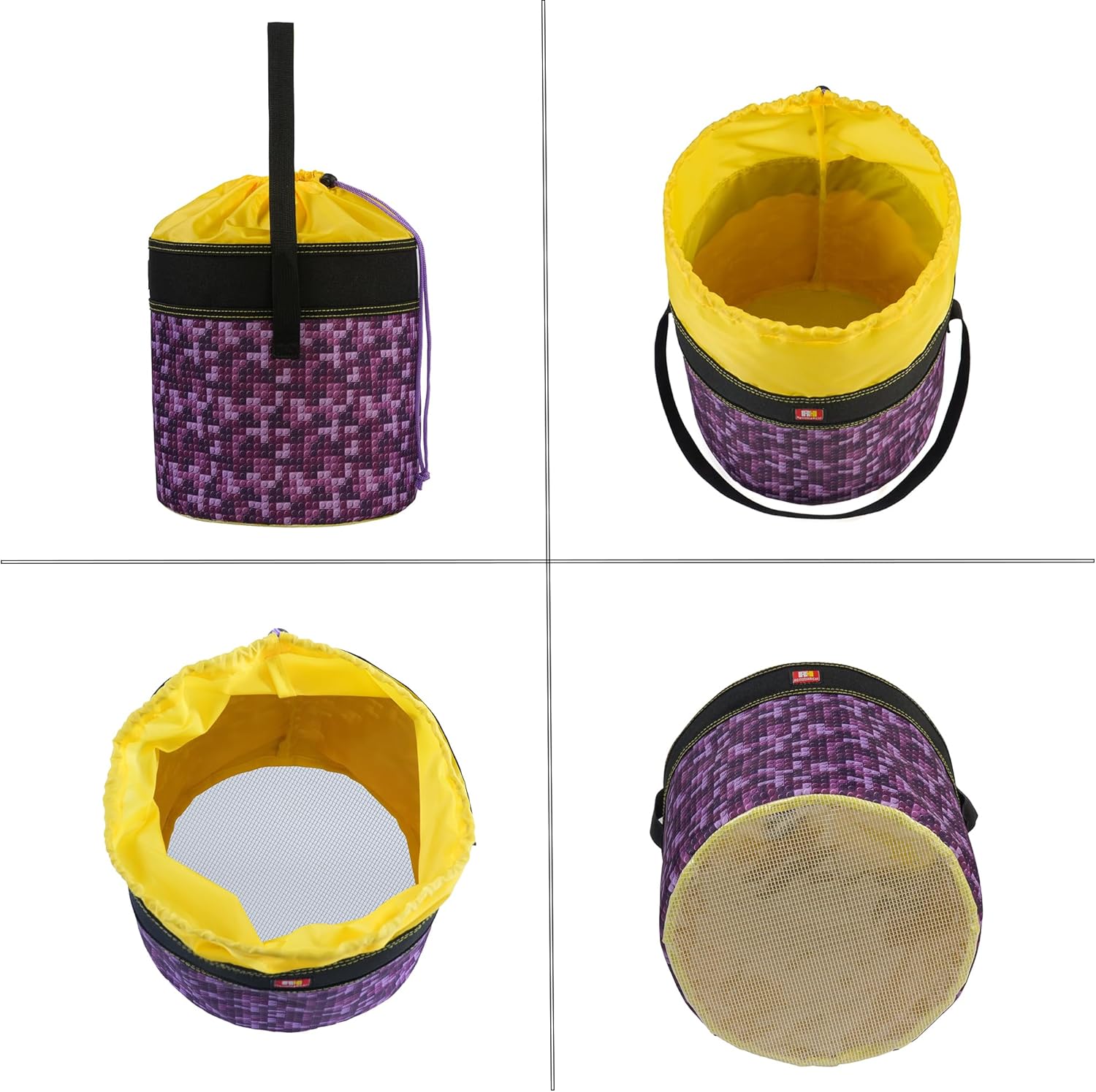 Toy Storage Organizer Basket Bag with Drawstring for Buliding Bricks, Blockets,Puzzles,Playroom Cinch Bucket Carrying Bag with Handle (Purple)