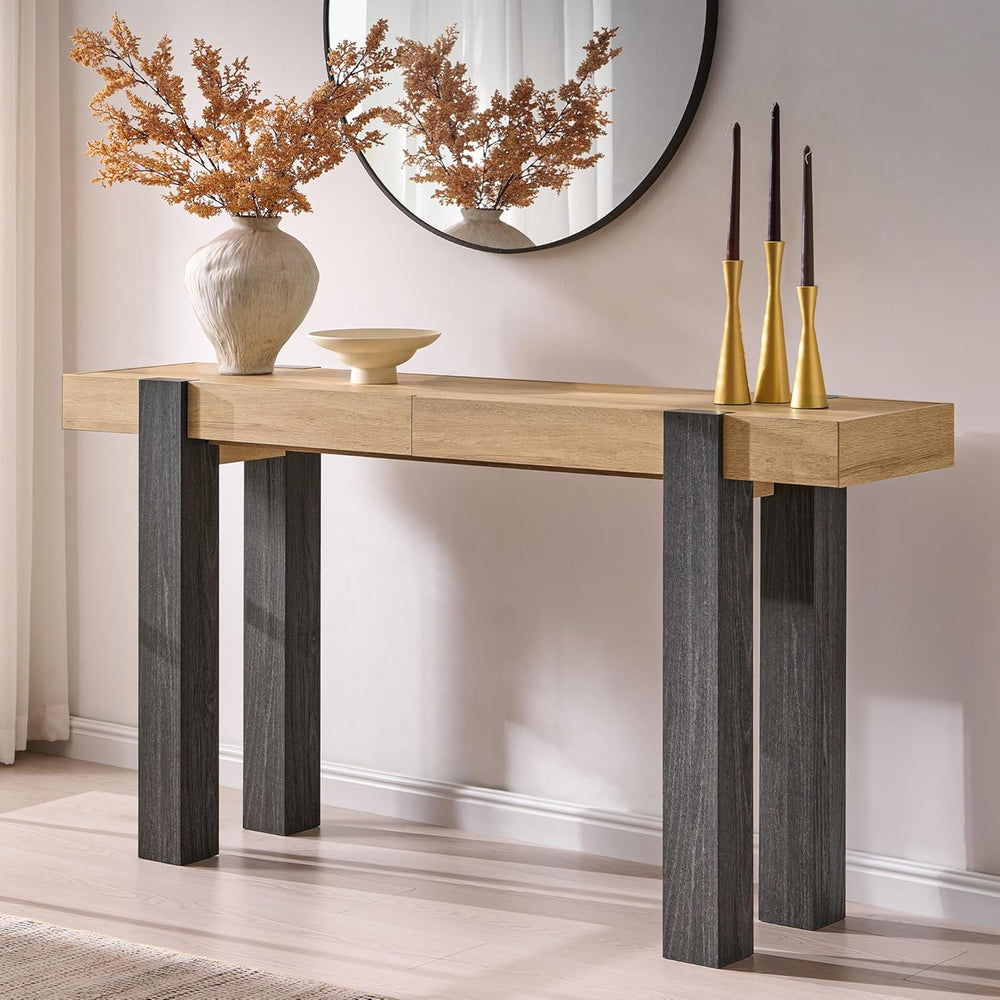 OKD Modern Farmhouse Entryway Table with 2 Drawers, 63" Wooden Console T...