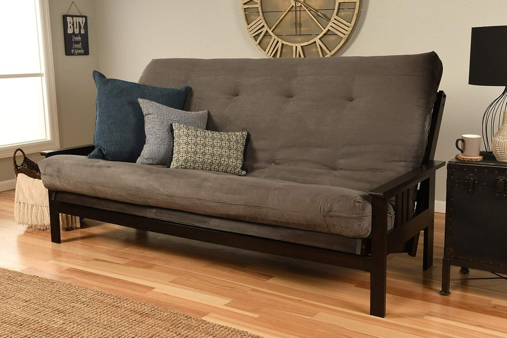 Kodiak Furniture Monterey Queen-size Futon, Espresso Finish with Suede Gray M...