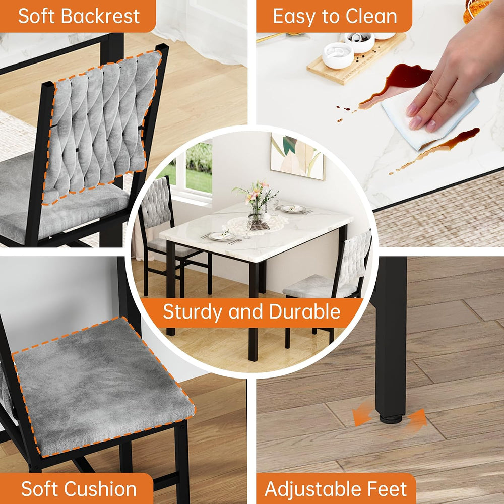 AWQM 3 Piece Dining Table Set for 2, Small Kitchen Dining Table with Upholste...