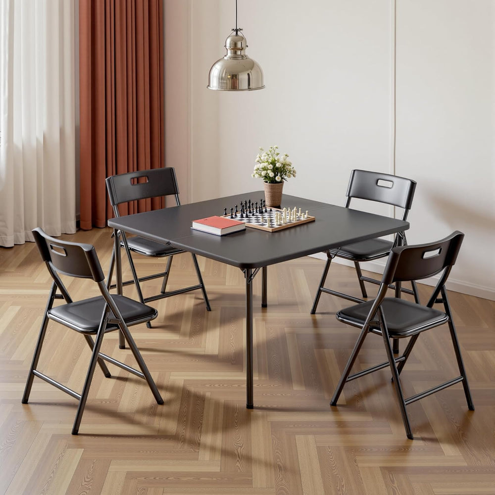 5-Piece Folding Card Table and Chairs Set, 34" Square Table with 330lbs ...