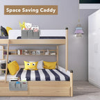 Beside Caddy Storage Organizer, Hanging Bag Holder with Pockets for Bedroom, Loft Bed Tent, Bed Curtain, Top Bunk bed Shelf Accessories Bedside Caddy 3-pocket (Gray_1pcs)