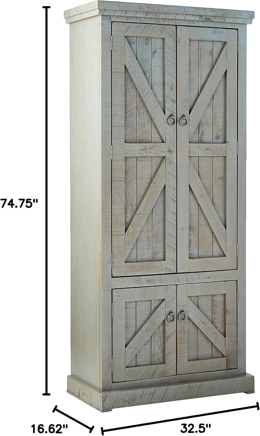 American Heartland Rustic Double Door Pantry, Rustic Dark Blue
