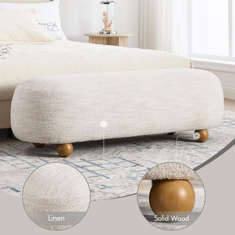 Hyfirm 54" End of Bed Bench, Upholstered Bedroom Ottoman Bench with Soli...