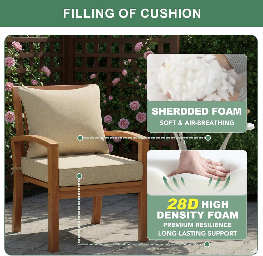 Summsun Outdoor Chair Cushions Set of 2, Faux Linen Patio Furniture Cushions,...