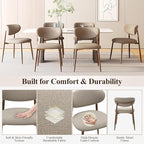 Dining Chairs Set of 2, Upholstered Dining Room Chairs with Metal Legs and Anti Slip Pads, Curved Back Kitchen Chair for Home and Restaurant Use, Camel