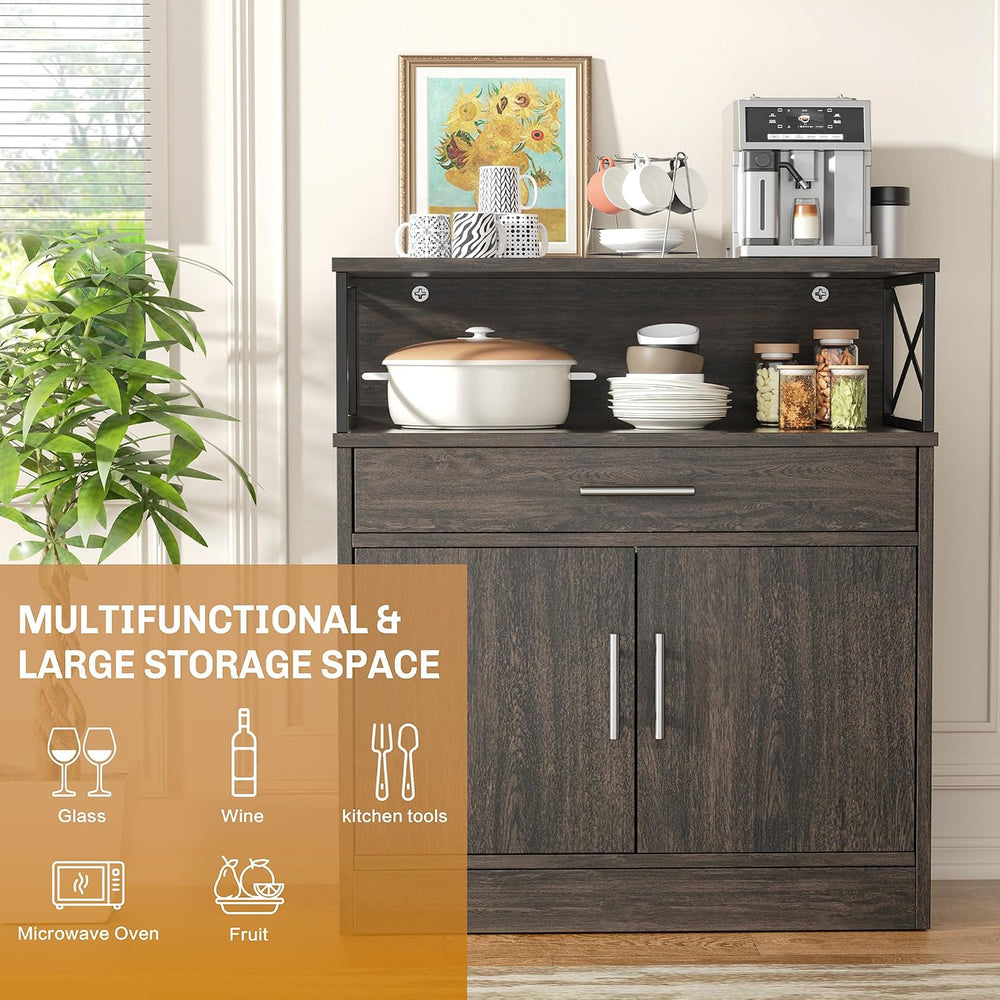 Shintenchi Kitchen Storage Cabinet with Adjustable Shelves and Drawers, Moder...