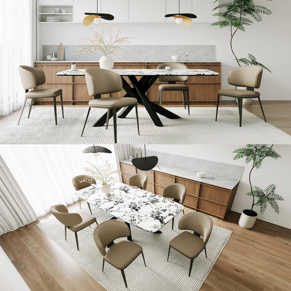 Dining Chairs Set of 6, Faux Leather Dining Chairs, Milk Coffee | Easy Clean ...