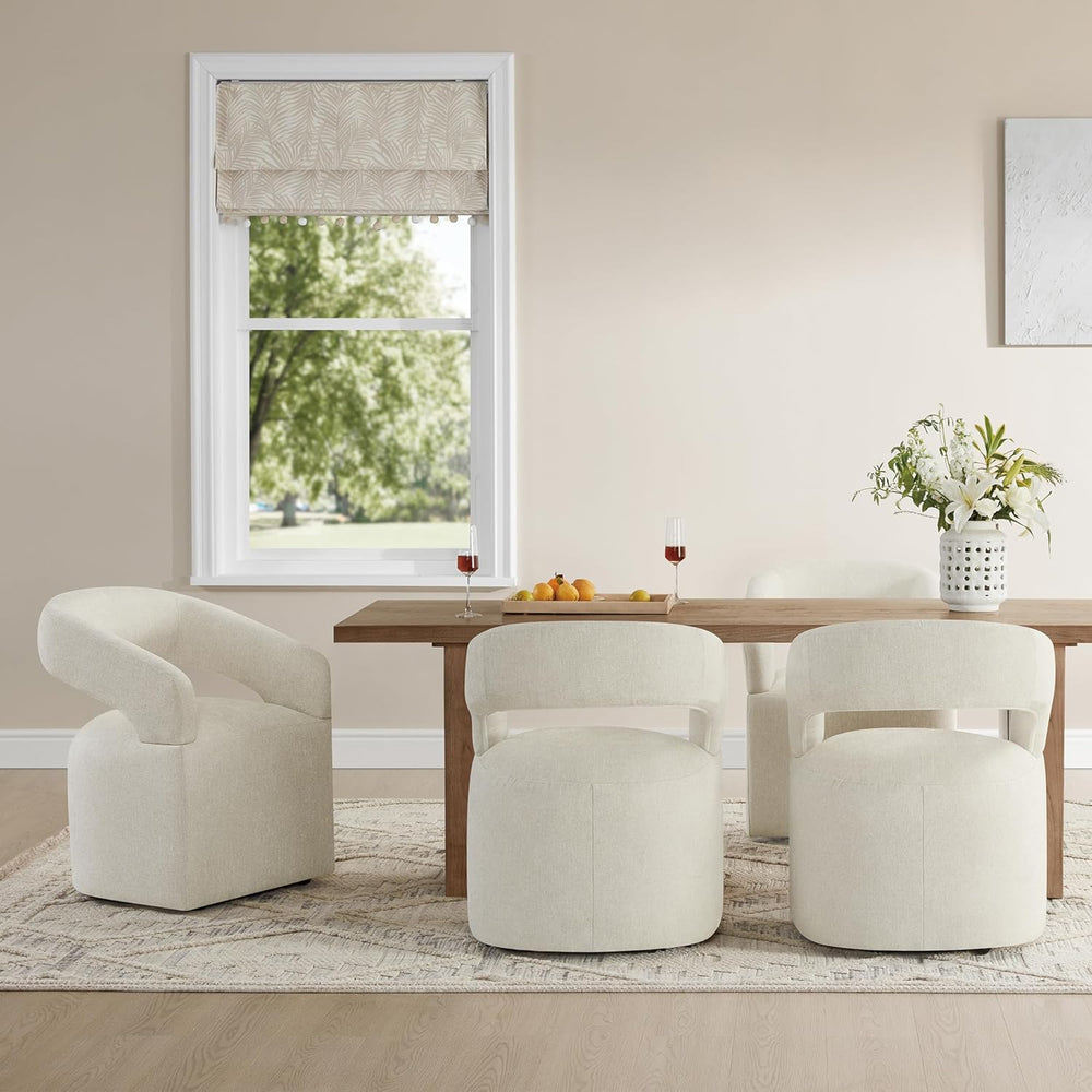 KISLOT Upholstered Dining Chairs with Casters Easy Assembly Require Modern Ba...