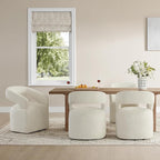 Upholstered Dining Chairs with Casters, Modern Barrel Side Armchair with Rollers for Dining Room, Bedroom, Kitchen, Reading Room, Cream Beige, Set of 1
