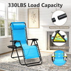 Zero Gravity Chairs Set of 2, Adjustable Lounge Chair Outdoor Recliner, Folding Reclining Lawn Chair, Anti Gravity Chair with Pillow & Cup Holder for Pool Camping Sunbathing Beach Patio (Sky Blue)