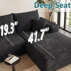 95" Modular Sectional Couch, Boneless L Shaped Cloud Sofa with Chaise Lounge, Corduroy Upholstered Couches Memory Foam Deep Seat, No Assembly Required, Ideal for Living Room(Black, Right Facing)