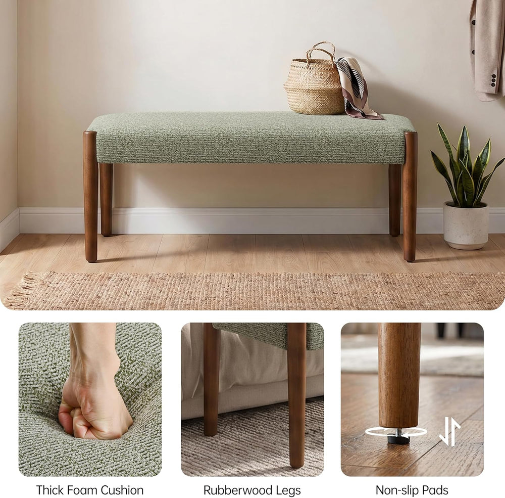 Usaint 42" End of Bed Bench, Modern Upholstered Bedroom Bench with Rubbe...