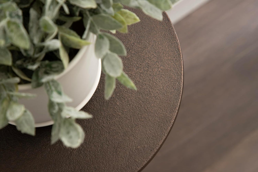 Kate and Laurel Henshall Mid-Century Metal Round Side Table, 12 x 12 x 24, Br...