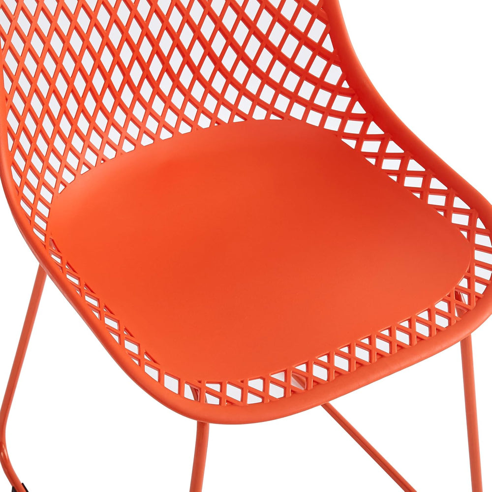 Modern Dining Chairs Set of 2, Stable Plastic Kitchen Chairs with Metal Sled ...