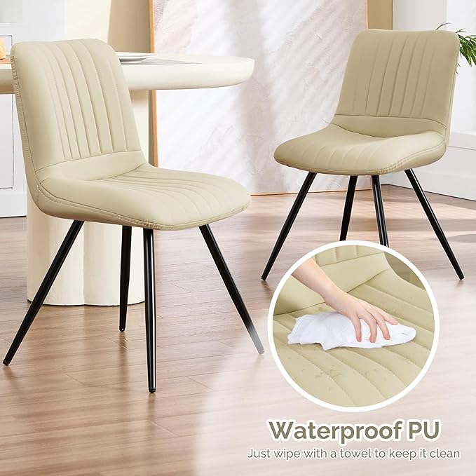 Dining Chairs Set of 2, Modern Dining Chairs with Thick Cushions, PU Leather ...