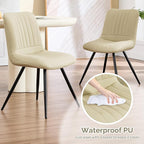 Dining Chairs Set of 6, Modern Dining Chairs with Thick Cushions, PU Leather Upholstered Kitchen Dining Room Chairs with Metal Legs for Dining Living Room (Khaki)