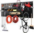 Slat Wall Panels 8x4 ft, Heavy-Duty PVC Garage Slatwall Panel with Trim & Screws, Interlocking Black Wall Panels, Garage Wall Organizer Slat Board PVC Wall Panel for Tools and Sports Equipment Storage
