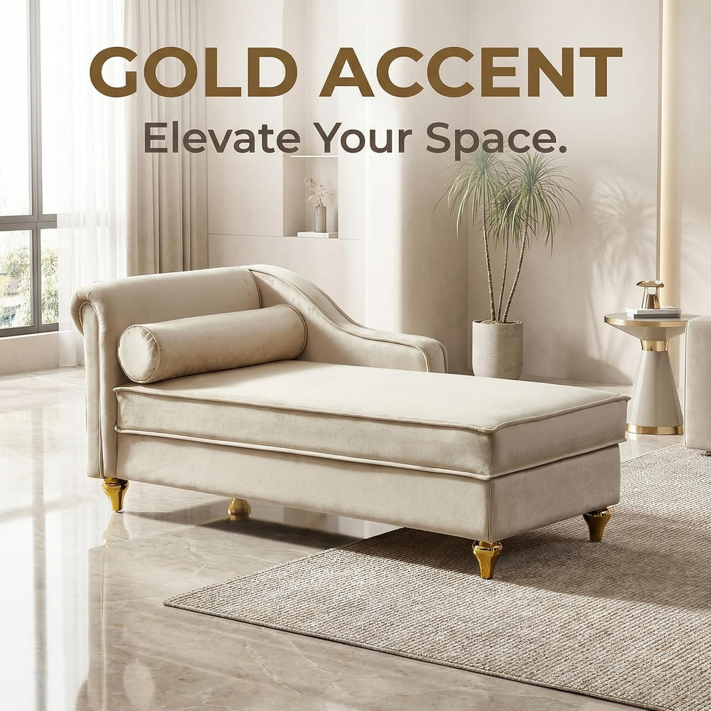 60.6''Velvet Chaise Lounge Indoor, Modern Velvet Lounge Chair with Le...