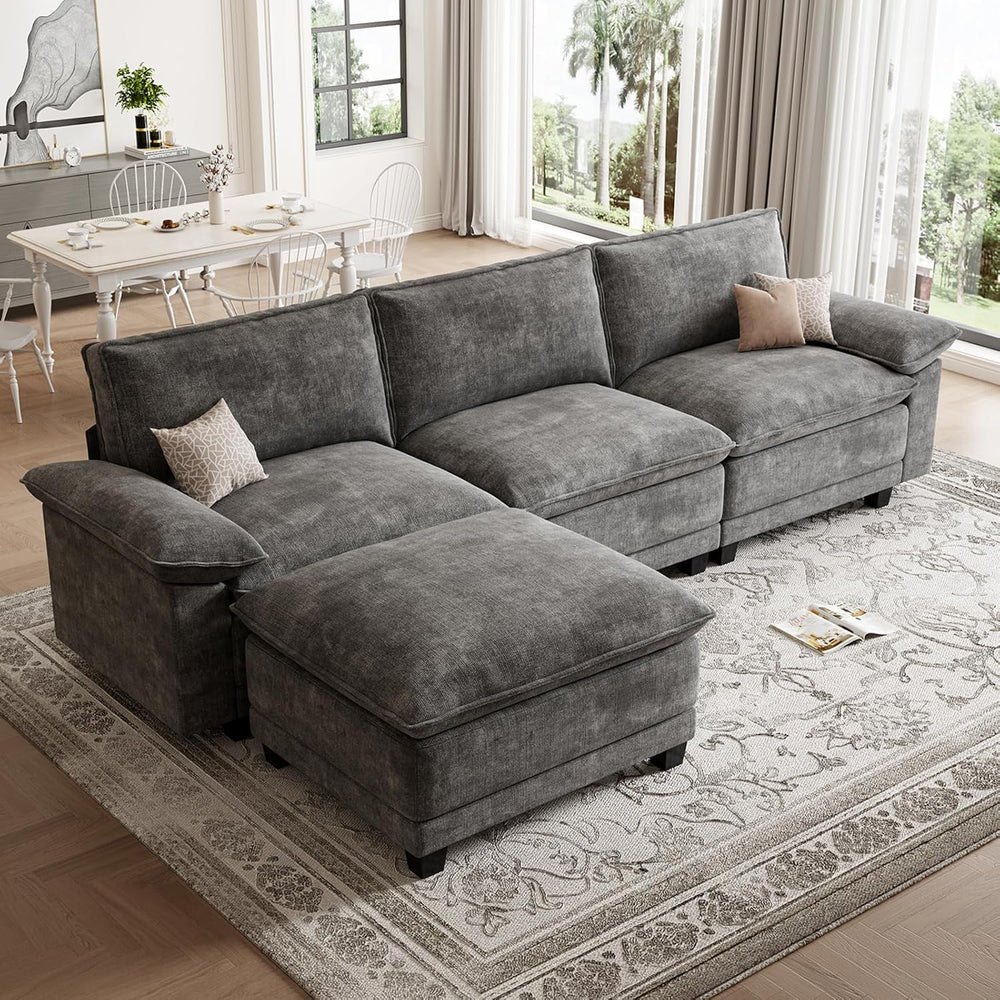 108" Modular Sectional Couch, L Shaped Cloud Sofa for Living Room | Comf...