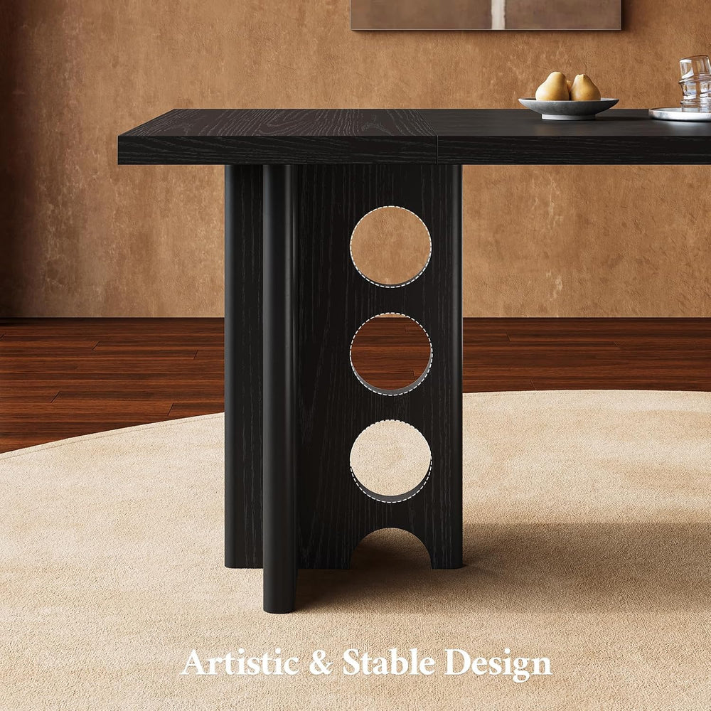 Dining Table for 4 People, Rectangle Kitchen Table with Elegant Design Legs, ...