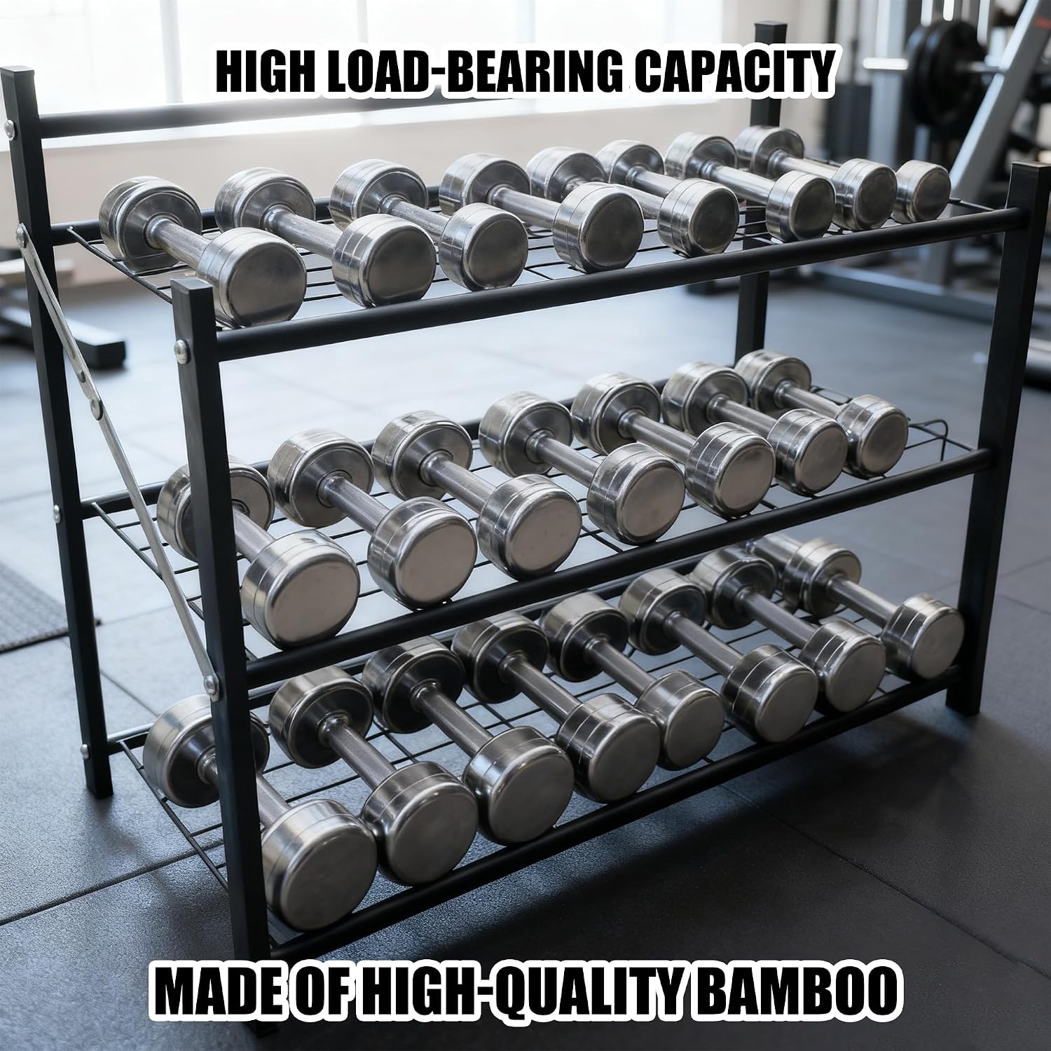 3-Tier Folding Metal Shoe Rack, Heavy Duty Free-Standing Storage Shelf for Entryway, Bedroom, Gym, Holds Shoes, Dumbbells, Multi-Purpose Organizer with Reinforced Stability