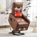 Power Lift Recliner Chair with Vibration Massage and Heat for Petite Elderly, Small Lift Chair with Side Pocket Remote Control, Infinite Position, Faux Leather Brown