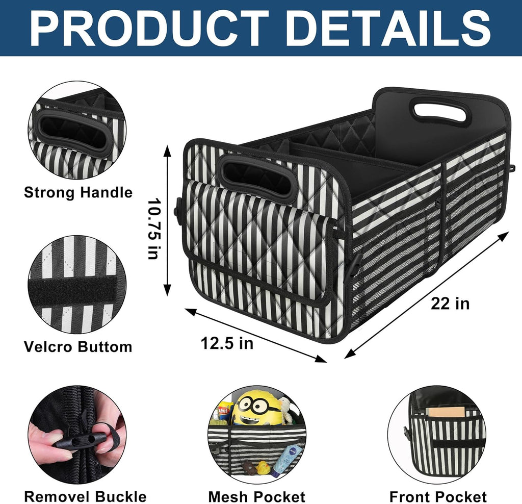 Deosk Car Trunk Organizer for SUVs, Cars and Trucks with 6 Big Pockets, Waterproof Polyester Storage Box