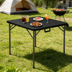34" Folding Card Table,Square Portable Heavy Duty Plastic Game Table,Black | Portable Desig,Save Space,HDPE Top,Carrying Handle,Removable Legs,Indoor Outdoor Use for Study,Homework,Picnic,Camping, Party