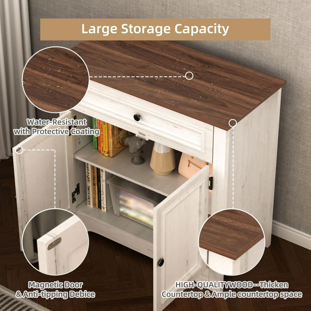 Buffet Cabinet with Storage and Drawer，Sideboard Coffee Bar with Adjustable S...