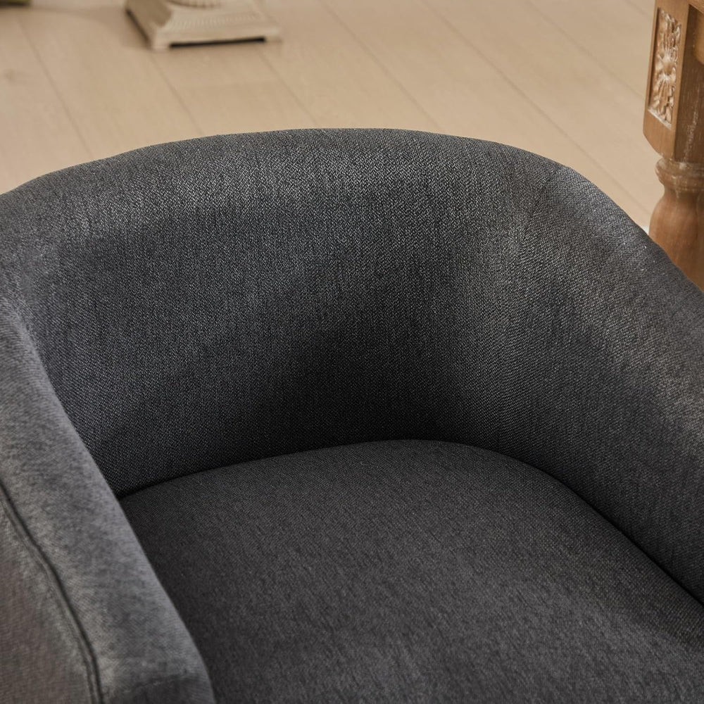 Linen Dining Chairs Set of 4, Barrel Farmhouse Kitchen Chairs with Arms, Upho...