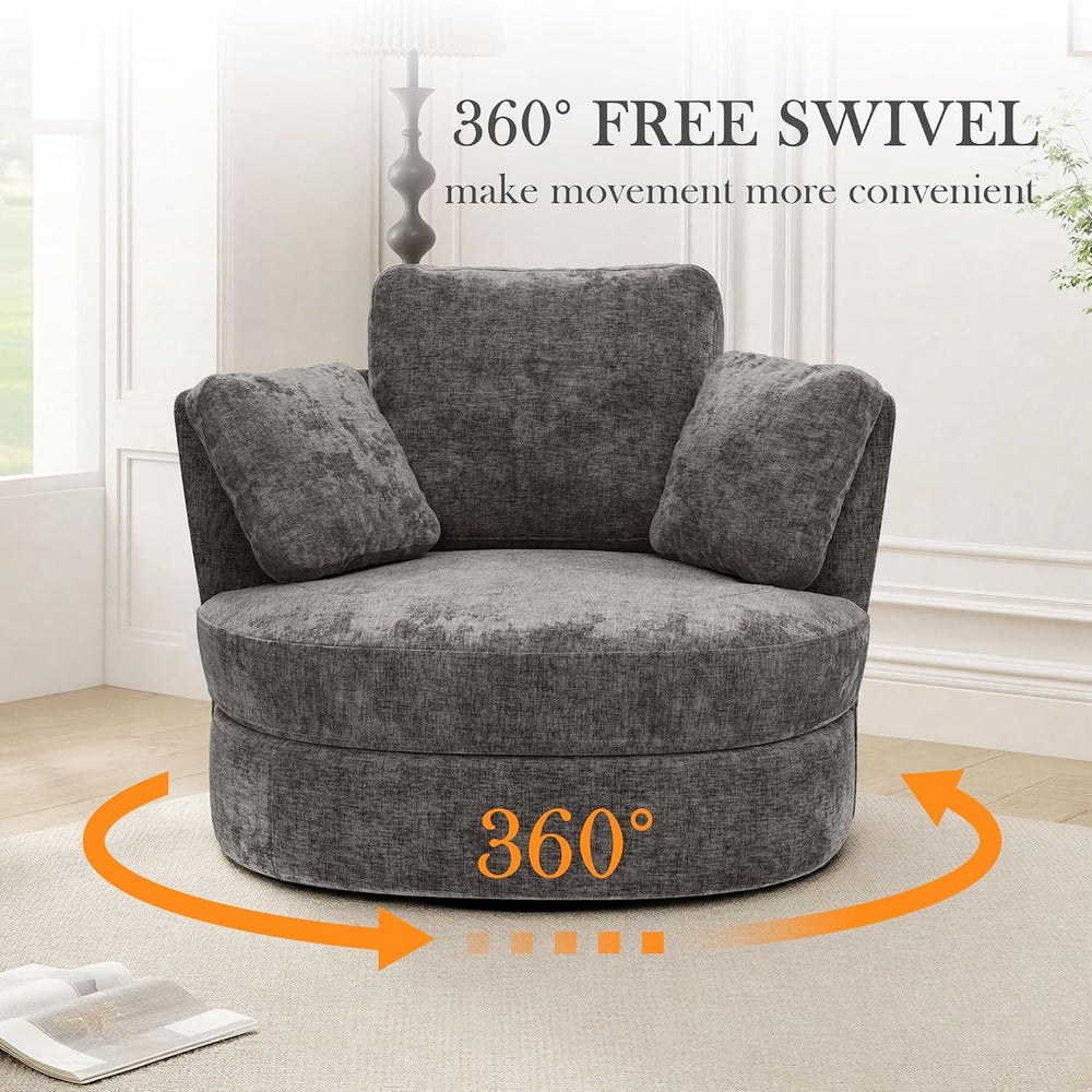 Aoiy & Wifon 40.55'' W Swivel Accent Chair, Round Arm Barrel Chai...