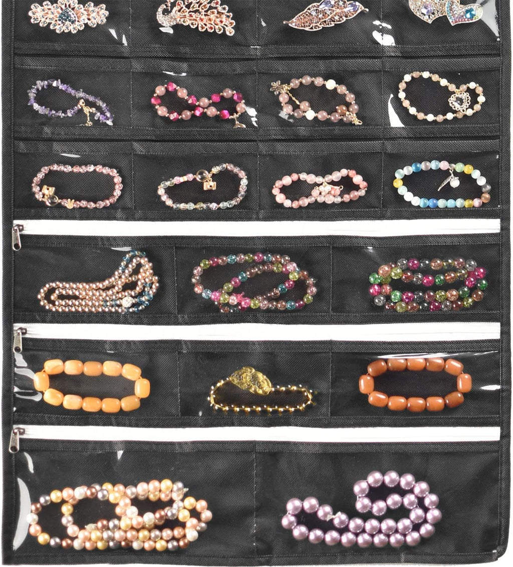 BB Brotrade Hanging Jewelry Organizer,Accessories Organizer,56 Pocket Organizer for Holding Jewelries (Black-56 Pockets)