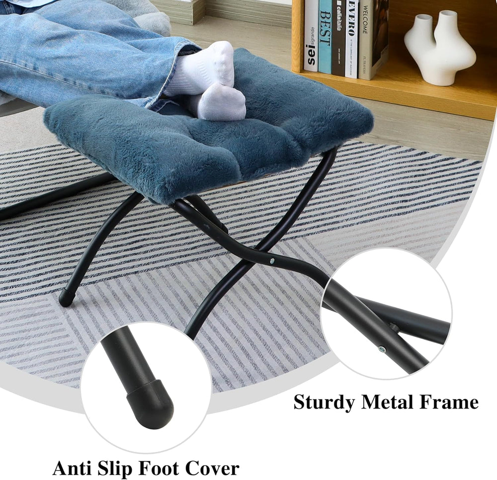 15"(H) Folding Ottoman, Foldable Footrest Stool, Portable Small Foot Sto...
